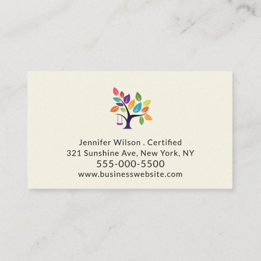 Child Daycare Childcare Service Tree Logo 名刺 (裏面)