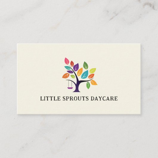 Child Daycare Childcare Service Tree Logo 名刺 (正面)