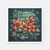 Child & Flowers Scripture Verse Festive Découpage スタンダードカクテルナプキン (正面)