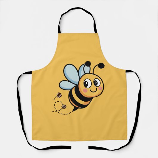 Child-Friendly Bee Mascot with Dotted Trail エプロン (正面)