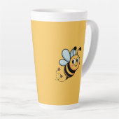 Child-Friendly Bee Mascot with Dotted Trail カフェラテマグ (右アングル)