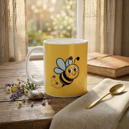 Child-Friendly Bee Mascot with Dotted Trail コーヒーマグカップ