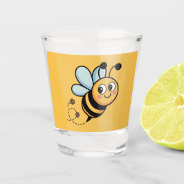Child-Friendly Bee Mascot with Dotted Trail ショットグラス