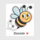 Child-Friendly Bee Mascot with Dotted Trail シール (シート)
