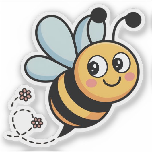 Child-Friendly Bee Mascot with Dotted Trail シール (正面)