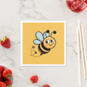 Child-Friendly Bee Mascot with Dotted Trail スタンダードカクテルナプキン (インサイチュ)