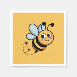 Child-Friendly Bee Mascot with Dotted Trail スタンダードカクテルナプキン