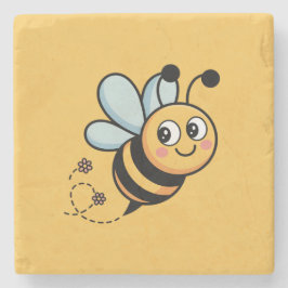 Child-Friendly Bee Mascot with Dotted Trail ストーンコースター