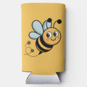 Child-Friendly Bee Mascot with Dotted Trail スリム缶クーラー (裏面)