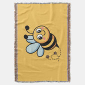 Child-Friendly Bee Mascot with Dotted Trail スローブランケット (正面縦)