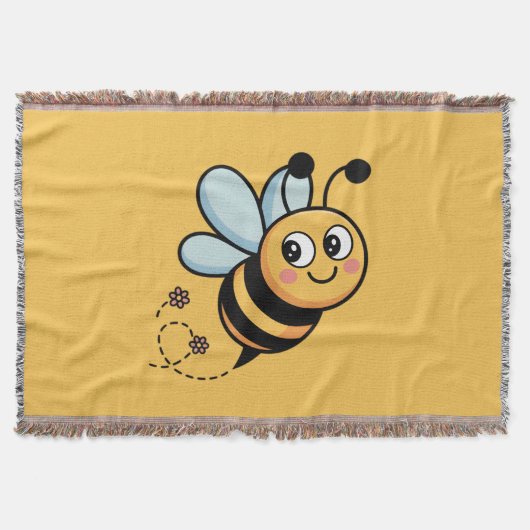 Child-Friendly Bee Mascot with Dotted Trail スローブランケット (正面)