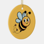 Child-Friendly Bee Mascot with Dotted Trail セラミックオーナメント (右)