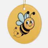 Child-Friendly Bee Mascot with Dotted Trail セラミックオーナメント (左)