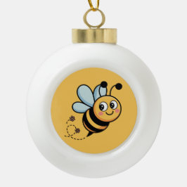 Child-Friendly Bee Mascot with Dotted Trail セラミックボールオーナメント
