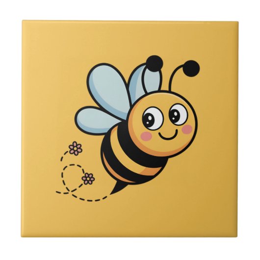 Child-Friendly Bee Mascot with Dotted Trail タイル (正面)