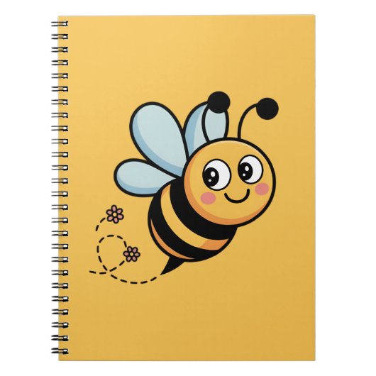 Child-Friendly Bee Mascot with Dotted Trail ノートブック (正面)