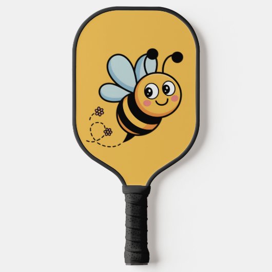 Child-Friendly Bee Mascot with Dotted Trail ピックルボールラケット (正面)