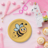 Child-Friendly Bee Mascot with Dotted Trail ペーパープレート (パーティー)