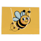 Child-Friendly Bee Mascot with Dotted Trail ラージペーパーバッグ (裏面)
