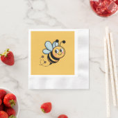 Child-Friendly Bee Mascot with Dotted Trail 縁ありカクテルナプキン (インサイチュ)
