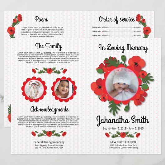 Child Funeral Program Template (正面/裏面)