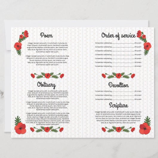 Child Funeral Program Template (裏面)