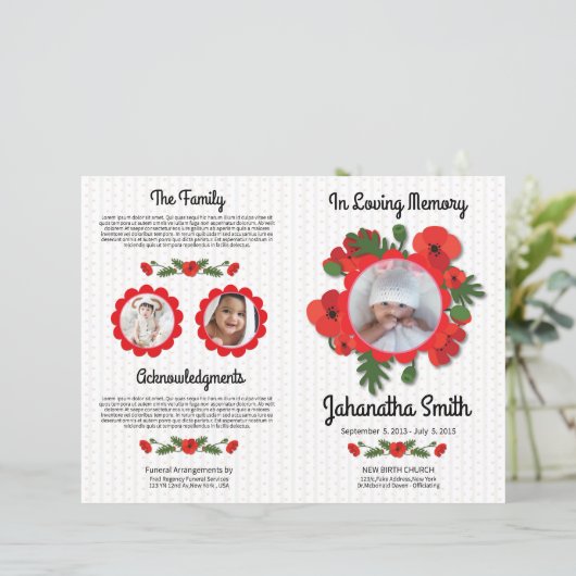 Child Funeral Program Template (スタンド正面)