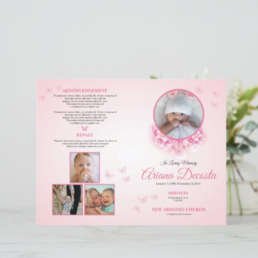 Child Funeral Program Template | Editable Memorial (スタンド正面)