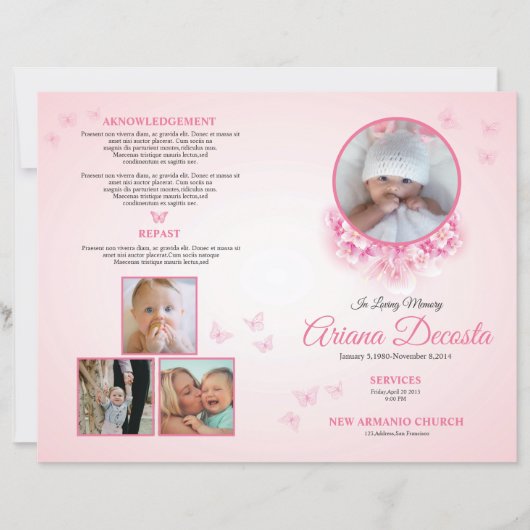 Child Funeral Program Template | Editable Memorial (正面)