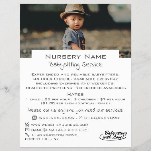 Child in Hat, Babysitter, Daycare, Nursery Advert チラシ (正面)