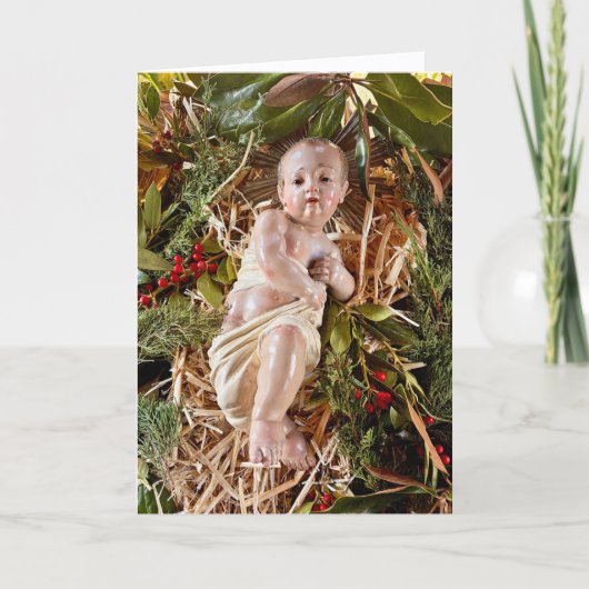 Child in Manger Christmas Card カード (正面)