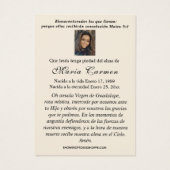 Child Jesus Guadalupe Spanish Funeral Prayer (裏面)