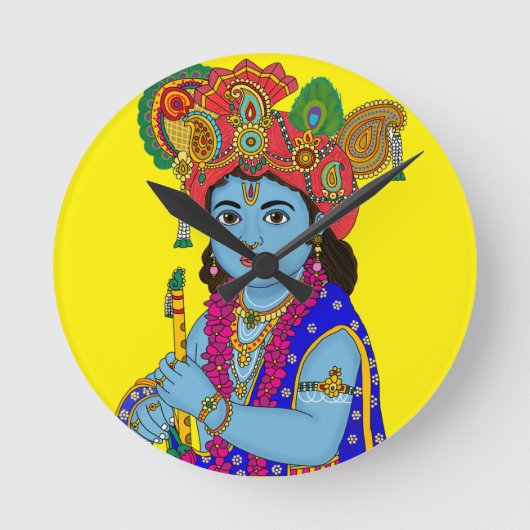 Child Krishna Wall Clock ラウンド壁時計 (正面)