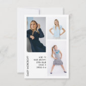 Child Model Comp Card Casting Photo Card カード (裏面)