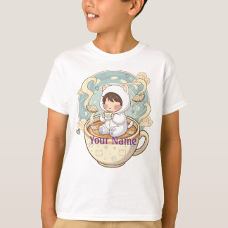 Child Name Cat Kids T-Shirt for Boys Girls School Tシャツ