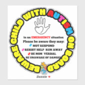 Child with Autism on Board Car Decal Sticker シール (シート)