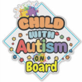 Child with Autism on Board Car Decal Sticker sign シール (正面)