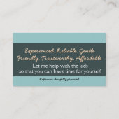 Childcare.Babysitting.Custom文字か色 名刺 (裏面)