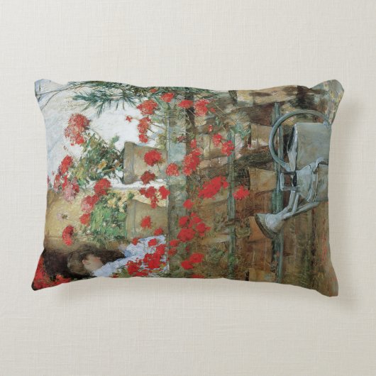 Childe Hasssamによるジェラニウム、ヴィンテージ印象主義 アクセントクッション (裏面)