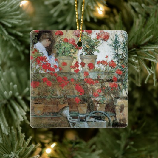 Childe Hasssamによるジェラニウム、ヴィンテージ印象主義 セラミックオーナメント (ツリー)