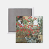 Childe Hasssamによるジェラニウム、ヴィンテージ印象主義 マグネット (正面/裏面)