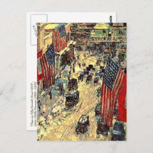 Childe Hasssam著『五十七通り旗』 ポストカード (正面/裏面)