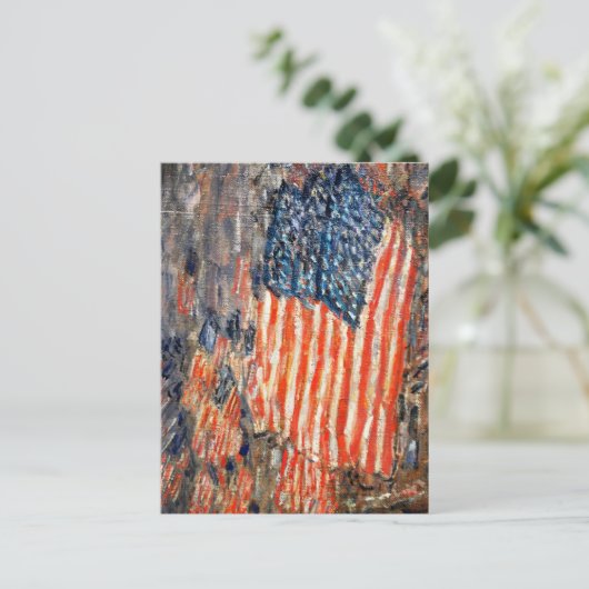 Childe Hasssam著「Flags on the Waldlf」 ポストカード (スタンド正面)