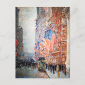Childe Hasssam著「Flags on the Waldlf」 ポストカード (正面)