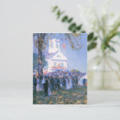 Childe Hasssam – ニューエングランの村で収穫 ポストカード (スタンド正面)