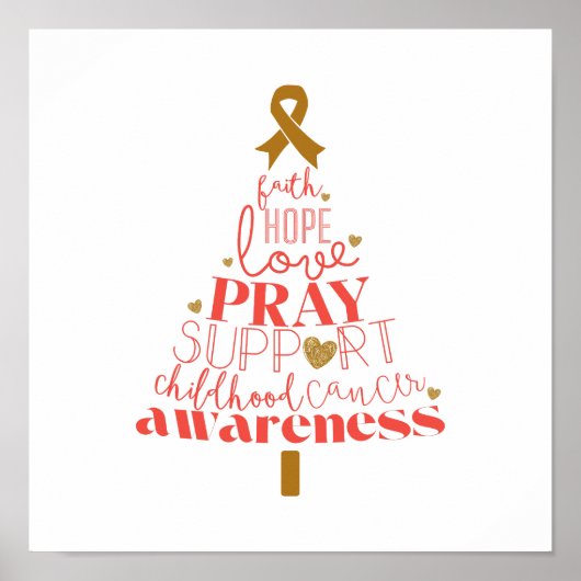 childhood cancer awareness Christmas Tree Poster ポスター (正面)