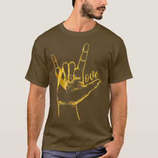 Childhood Cancer Awareness Gold Ribbon Love Hand S Tシャツ
