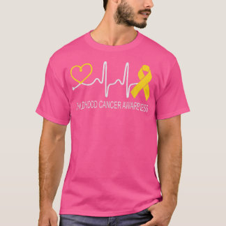 Childhood Cancer Awareness Heartbeat Gold Ribbon41 Tシャツ