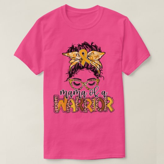 Childhood Cancer Awareness Mama Of A Warrior Messy Tシャツ (デザイン正面)