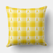 Childhood Cancer Awareness Plaid Gold Ribbon クッション (裏面)